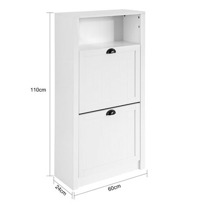 SoBuy | Meuble à chaussures | Meuble à chaussures à 2 portes | Coffre à chaussures blanc | FSR87-KW