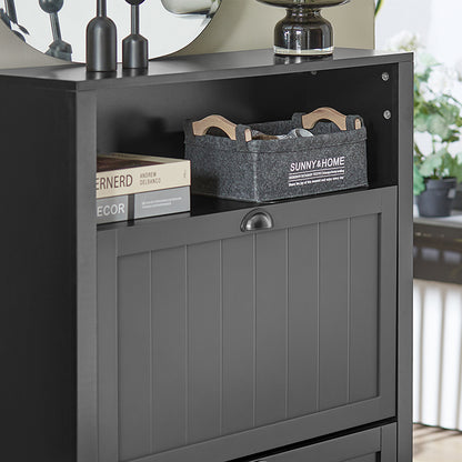 Prévente | SoBuy | Meuble à chaussures | Meuble à chaussures 2 portes | Coffre à chaussures noir | FSR87-SCH