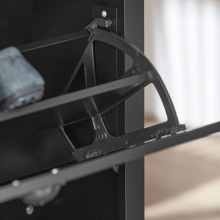 Prévente | SoBuy | Meuble à chaussures | Meuble à chaussures 2 portes | Coffre à chaussures noir | FSR87-SCH