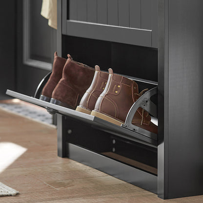 Prévente | SoBuy | Meuble à chaussures | Meuble à chaussures 2 portes | Coffre à chaussures noir | FSR87-SCH