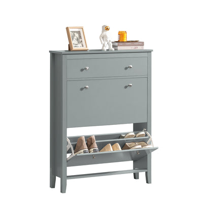 SoBuy | Meuble à chaussures | Rangement à chaussures à 2 portes | Coffre à chaussures gris | FSR89-HG 