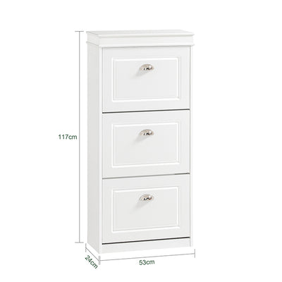 SoBuy | Ensemble de rangement pour chaussures blanc | Banc et armoire à chaussures | Étroit 24 cm | FSR64-W+FSR94-W 