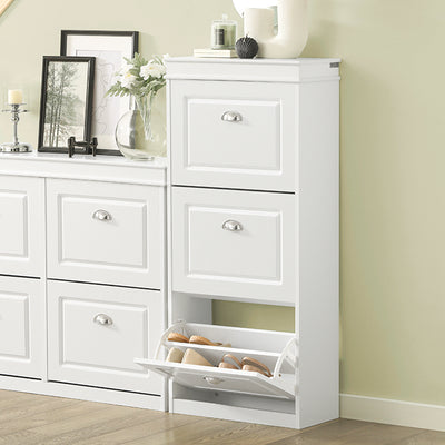 SoBuy | Ensemble de rangement pour chaussures blanc | Banc et armoire à chaussures | Étroit 24 cm | FSR64-W+FSR94-W 