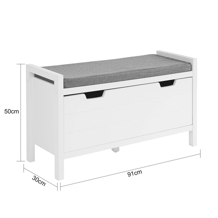 SoBuy | Coffre de rangement | Banc avec siège | Coffre à chaussures | Blanc | FSR97-W