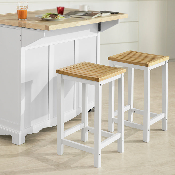 SoBuy | Lot de 2 tabourets | Chaises en bois | Chaises de cuisine | Hauteur d'assise : 61 cm | FST29-WNx2 