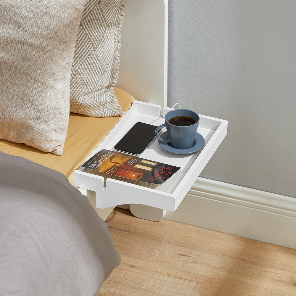 SoBuy | Bettablage | mit Kabelführung | Nachttisch Bambus | NKD01-W