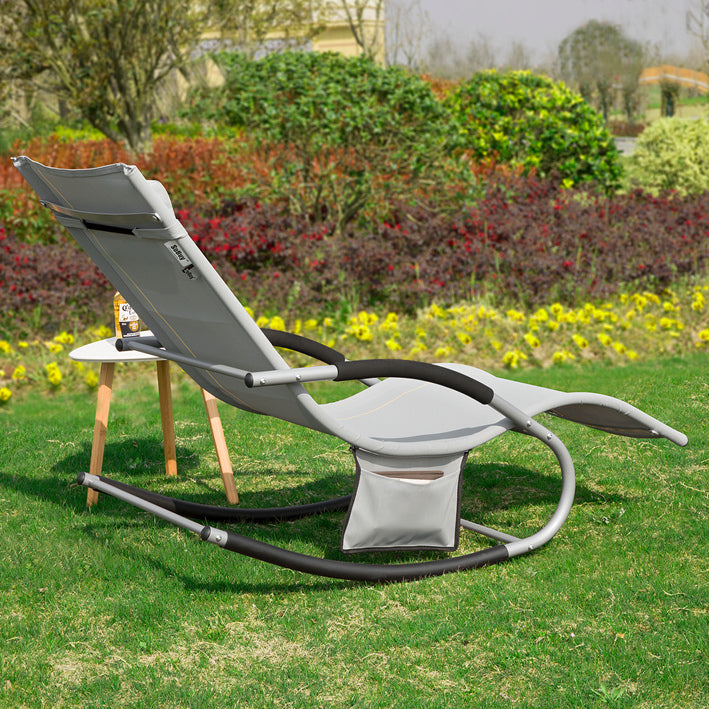 Ensemble de 2 chaises longues SoBuy, transats pour jardin et terrasse, 63 x 87 x 150 cm, gris, OGS28-HGx2