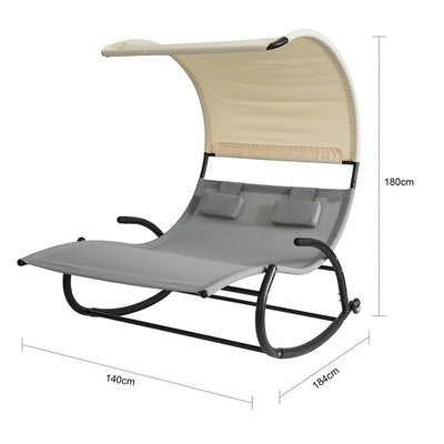 SoBuy | Chaise longue à bascule pour 2 personnes | Bain de soleil à roulettes | Lit de jardin avec pare-soleil | OGS50-HG 