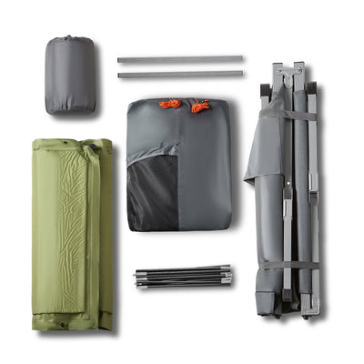 SoBuy 4in1-Zelt Campingzelt Feldbett 1 Mann Zelt Outdoor Grau 194x147x87cm OGS60-HG