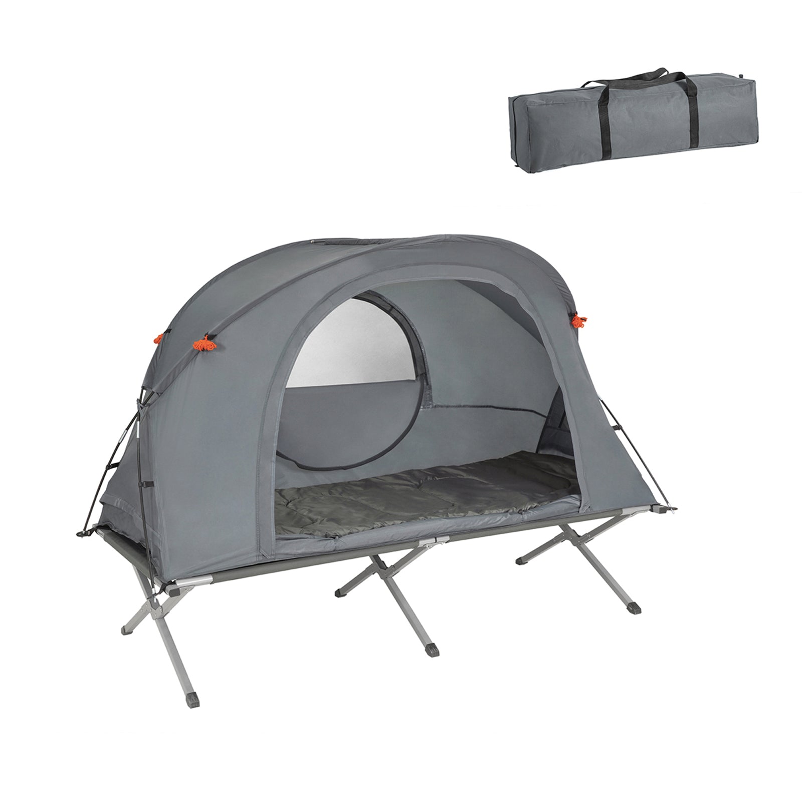 Tente SoBuy 4 en 1 avec lit de camp intégré pour 1 personne, grise, 194 x 147 x 87 cm, OGS60-HG