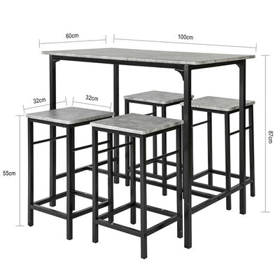 SoBuy | Table de bar avec 4 tabourets | Ensemble table de bar | 5 pièces | OGT11-HG 