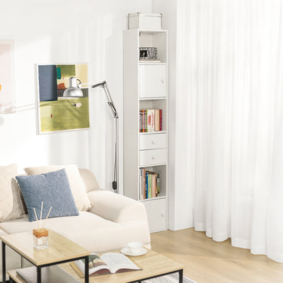 SoBuy | Bücherregal mit Schubladen | Bücherschrank | Standregal Holz | STR10-W